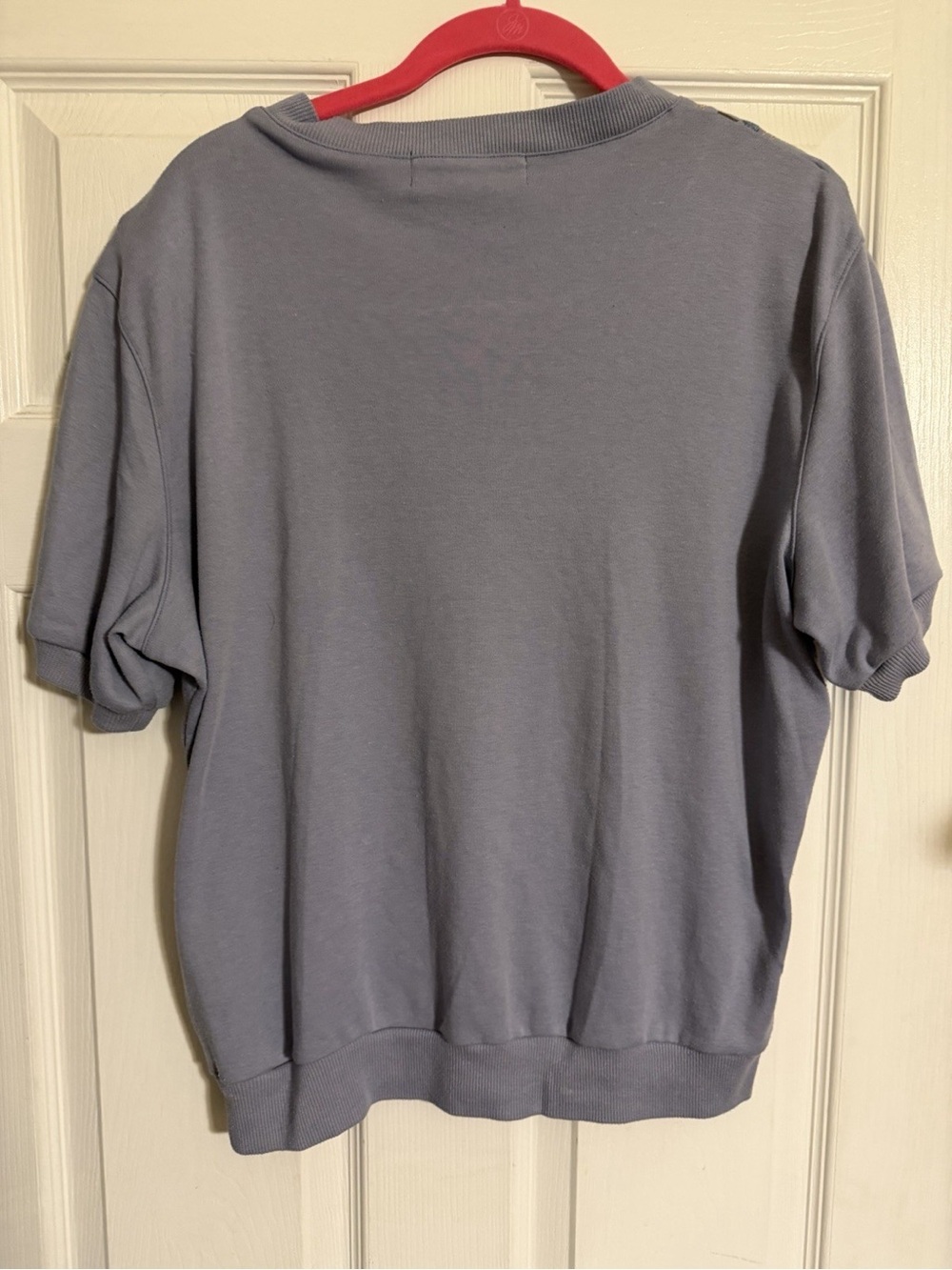 Alfred Dunner Women’s M Blue Cotton Blend Knit Geometric Beaded V-Neck Top - Picture 3 of 4
